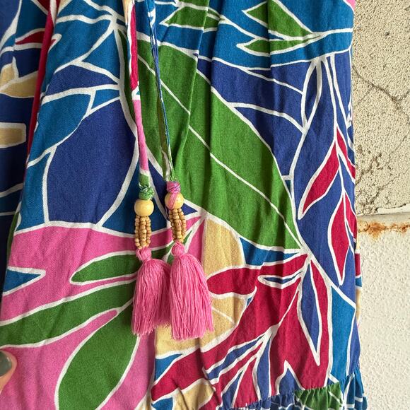 Palazzo Pants Boho Wide Leg Tropical Floral Flowy Rayon Womens XS Resort Vacay - Picture 4 of 7